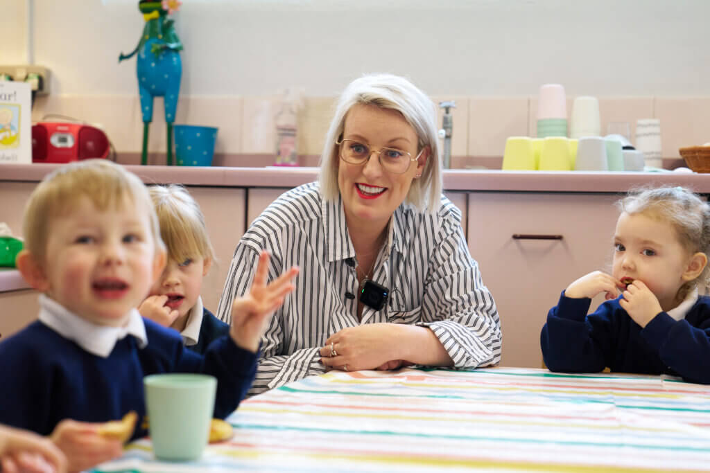 Magic Breakfast celebrity supporter, Steph McGovern, at a breakfast club visit.